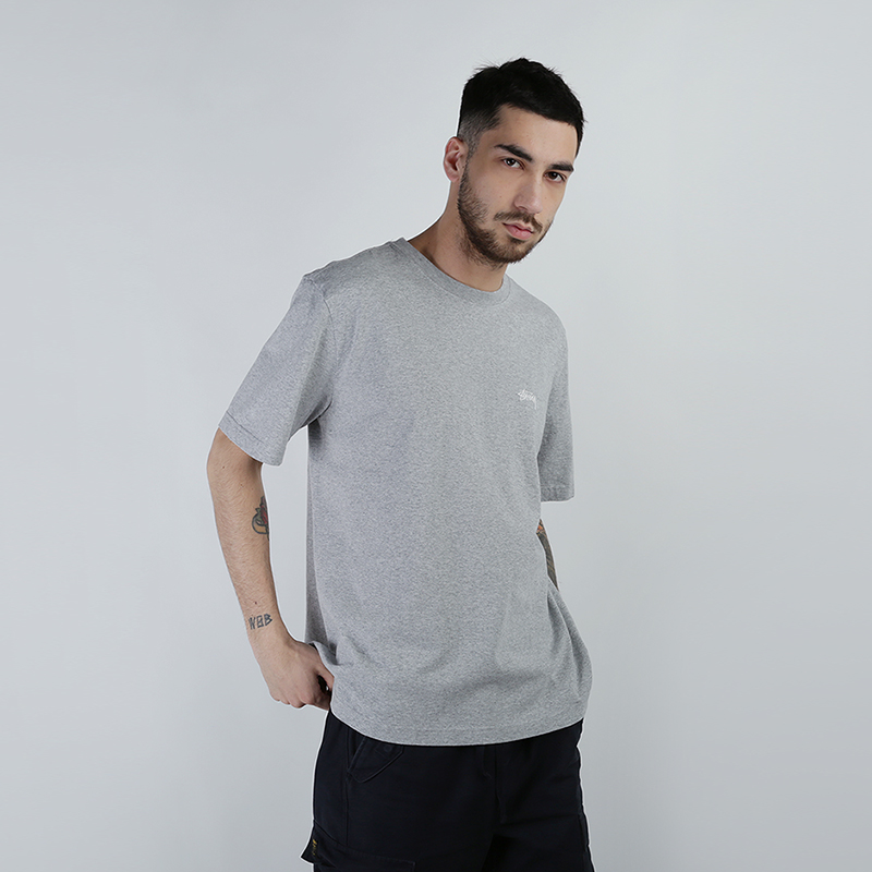 Мужская футболка Stussy Stock S/SL Crew (1140137-grey heather)  - цена, описание, фото 1